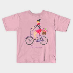 Provence France Biking Bicycling Cute French Girl's Woman's Kids T-Shirt